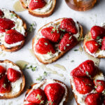 Pickled Strawberry Goat Cheese Crostini